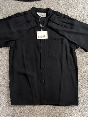P.R.O.N.T.I Black Casual Button-Down Shirt